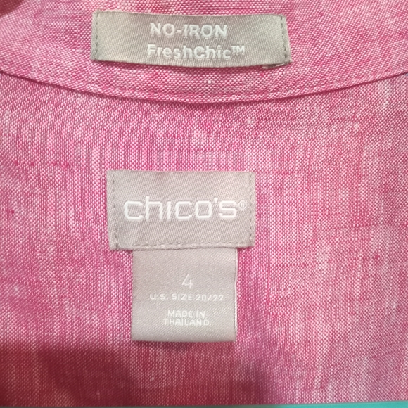 Chicos 100% linen red button up top size 20/22 - Picture 5 of 6